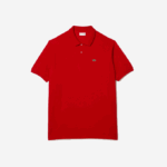 Men Lacoste V0ZN204 Red 240 Cotton Petit Pique Polo - Plus Size - Tall - Image 3