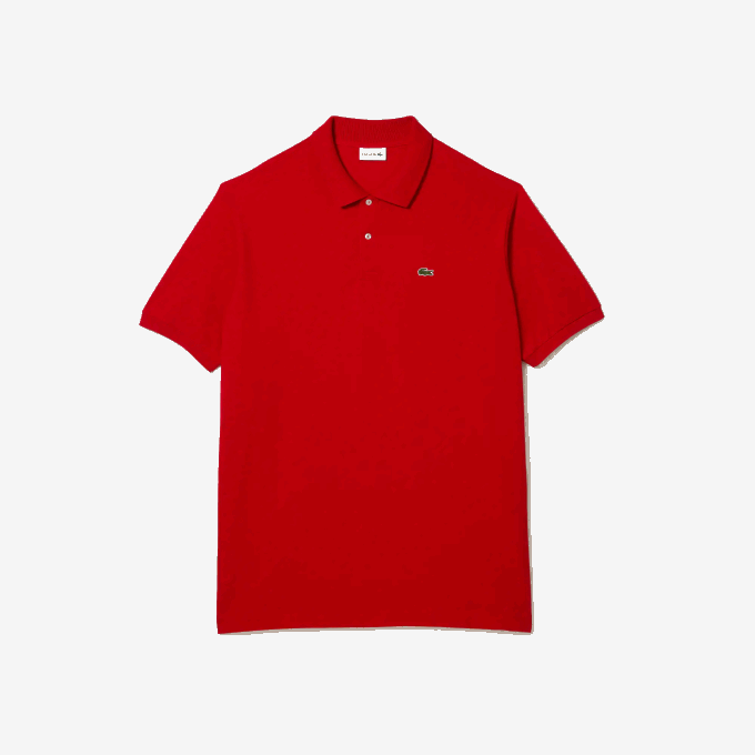 Men Lacoste V0ZN204 Red 240 Cotton Petit Pique Polo - Plus Size - Tall - Image 3