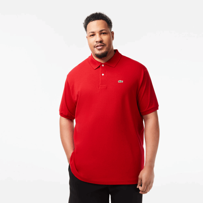 Men Lacoste V0ZN204 Red 240 Cotton Petit Pique Polo - Plus Size - Tall - Image 1