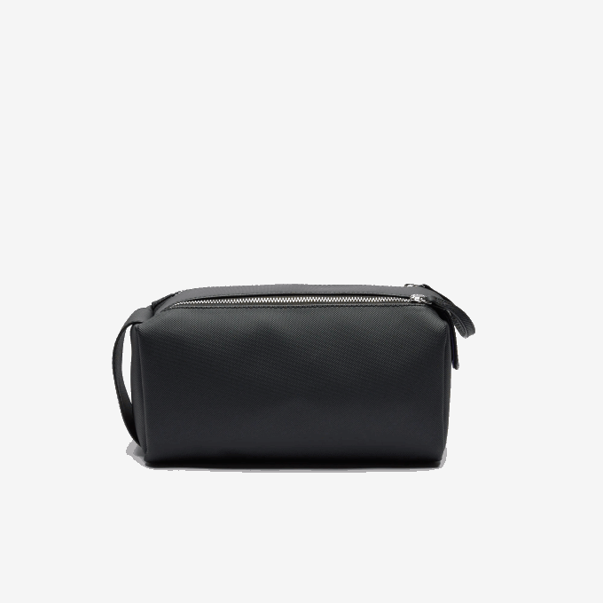 Men Lacoste V0ZN2053 Black 000 Classic Double Zip Petit Pique Toiletry Kit - Image 2