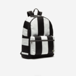 Men Lacoste V0ZN2055 Noir Blanc 279 LIVE Detachable Pouch Striped Backpack - Image 4