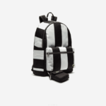 Men Lacoste V0ZN2055 Noir Blanc 279 LIVE Detachable Pouch Striped Backpack - Image 5
