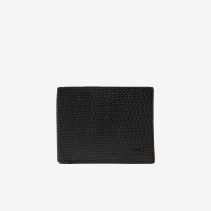 Men Lacoste V0ZN2063 Black 000 Chantaco Pique Leather Three Card Wallet