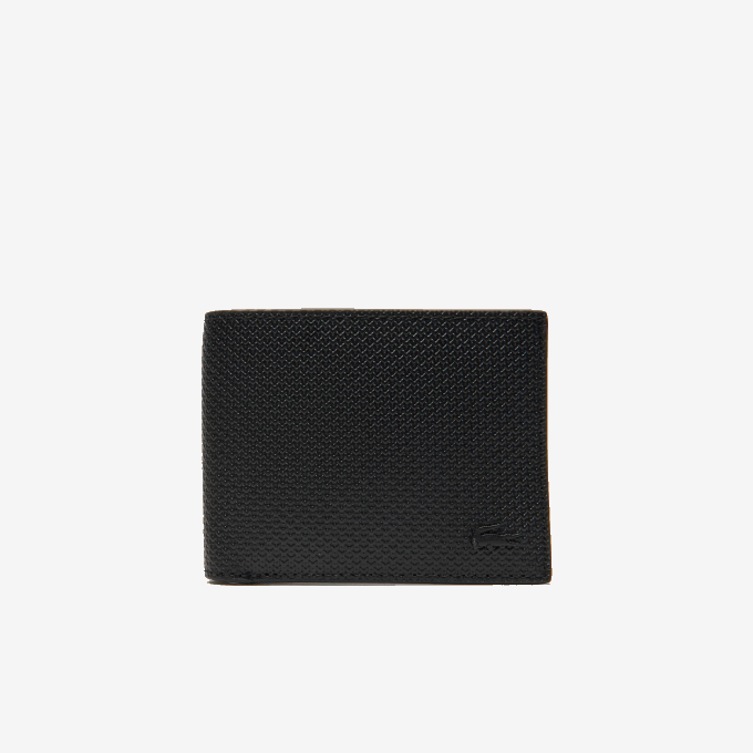 Men Lacoste V0ZN2063 Black 000 Chantaco Pique Leather Three Card Wallet - Image 1