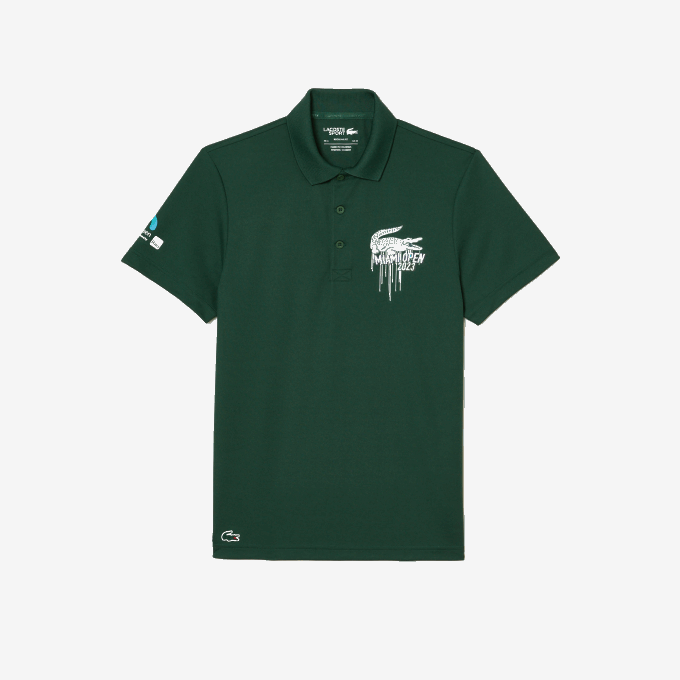 Men Lacoste V0ZN206 Green 132 Sport Miami Open Edition Pique Polo - Image 1