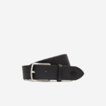 Men Lacoste V0ZN2075 Black 000 Engraved Buckle Texturised Leather Belt