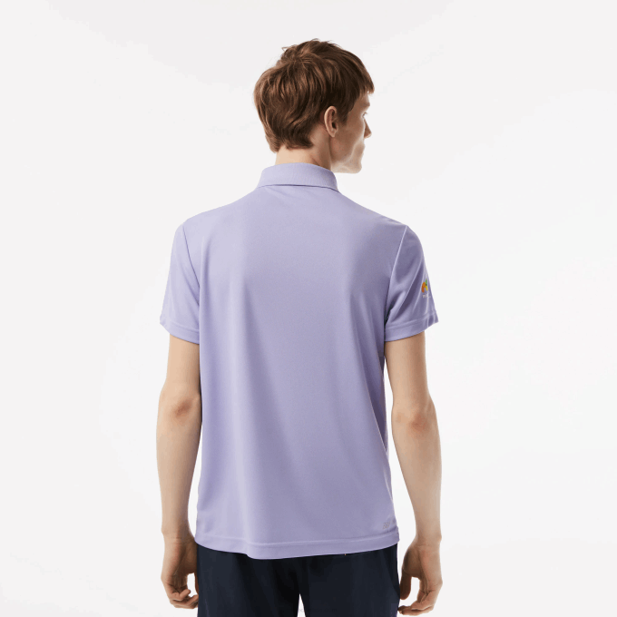 Men Lacoste V0ZN207 Purple 3K0 Sport Miami Open Edition Pique Polo - Image 2