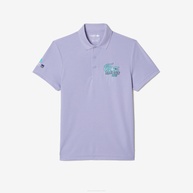 Men Lacoste V0ZN207 Purple 3K0 Sport Miami Open Edition Pique Polo - Image 4