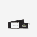 Men Lacoste V0ZN2082 31 Engraved Buckle Woven Fabric Belt