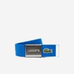 Men Lacoste V0ZN2084 Marina K22 Engraved Buckle Woven Fabric Belt