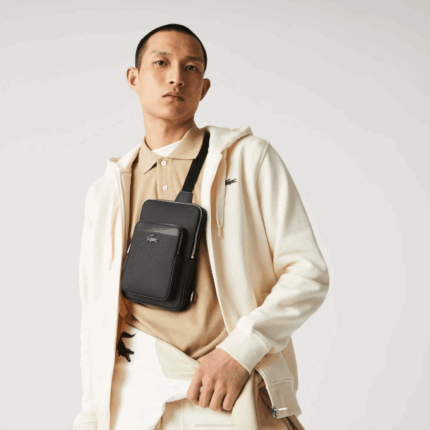 Men Lacoste V0ZN2095 Black 000 Chantaco Pique Leather Bag