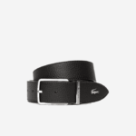 Men Lacoste V0ZN2097 28 Engraved Buckle Grained Leather Belt