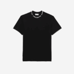 Men Lacoste V0ZN209 Black 031 Regular Fit Branded Collar T-Shirt - Image 5