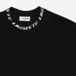 Men Lacoste V0ZN209 Black 031 Regular Fit Branded Collar T-Shirt - Image 6