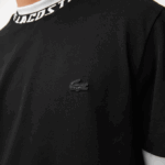 Men Lacoste V0ZN209 Black 031 Regular Fit Branded Collar T-Shirt - Image 7