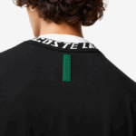 Men Lacoste V0ZN209 Black 031 Regular Fit Branded Collar T-Shirt - Image 8