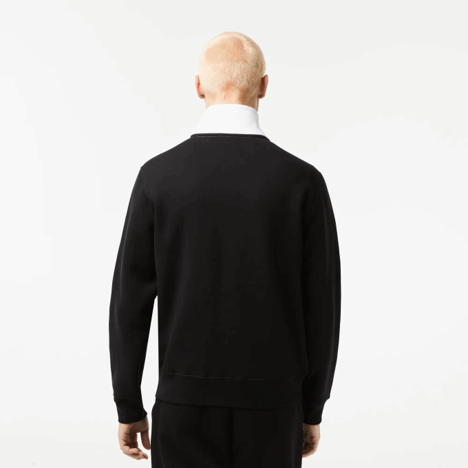 Men Lacoste V0ZN20 Black White 258 Classic Fit Colorblock Zipped Sweatshirt - Image 3