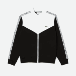 Men Lacoste V0ZN20 Black White 258 Classic Fit Colorblock Zipped Sweatshirt - Image 4