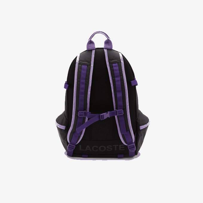 Men Lacoste V0ZN2100 Noir Samui Neva Farine K96 Color-Block Zip Pocket Backpack - Image 2