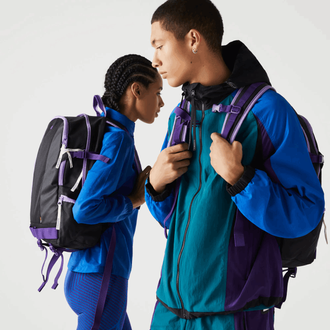 Men Lacoste V0ZN2100 Noir Samui Neva Farine K96 Color-Block Zip Pocket Backpack - Image 1