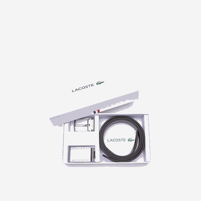 Men Lacoste V0ZN2112 Noir Marron 371 Pin And Flat Buckle Belt Gift Set - Image 5