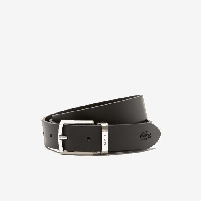 Men Lacoste V0ZN2112 Noir Marron 371 Pin And Flat Buckle Belt Gift Set - Image 1