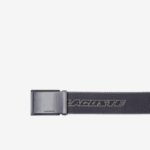 Men Lacoste V0ZN2114 Abimes Dark Shadow Noir L12 Contrast Branded Canvas Belt - Image 2