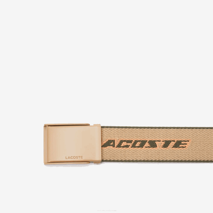 Men Lacoste V0ZN2115 Viennois Baobab Poterie L11 Contrast Branded Canvas Belt - Image 2