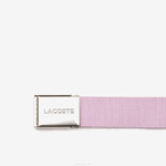 Men Lacoste V0ZN2116 Albizia K29 Engraved Buckle Woven Fabric Belt - Image 2