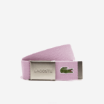 Men Lacoste V0ZN2116 Albizia K29 Engraved Buckle Woven Fabric Belt