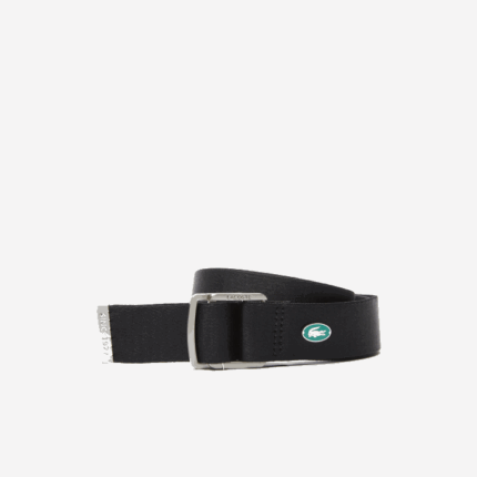 Men Lacoste V0ZN2118 Black 000 Contrast Crocodile Canvas Belt