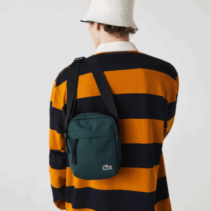 Men Lacoste V0ZN2119 Plumage Noir G81 Neocroc Canvas Vertical All-Purpose Bag
