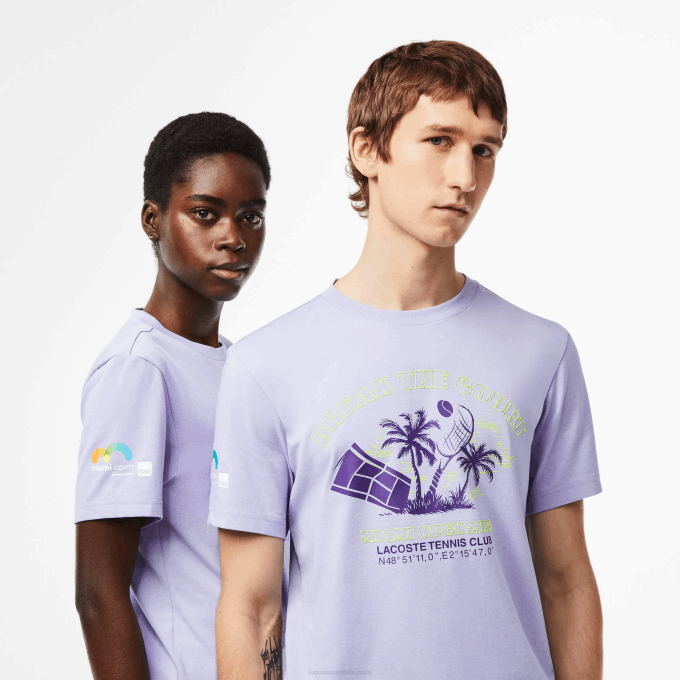 Men Lacoste V0ZN212 Purple 3K0 Sport Miami Open Edition T-shirt - Image 2