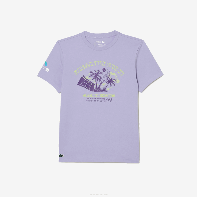 Men Lacoste V0ZN212 Purple 3K0 Sport Miami Open Edition T-shirt - Image 4