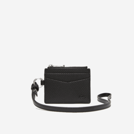 Men Lacoste V0ZN2130 Black 000 Snap Hook Card Holder