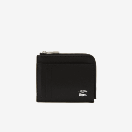 Men Lacoste V0ZN2134 Black 000 Contrast Inscription Zip Card Holder