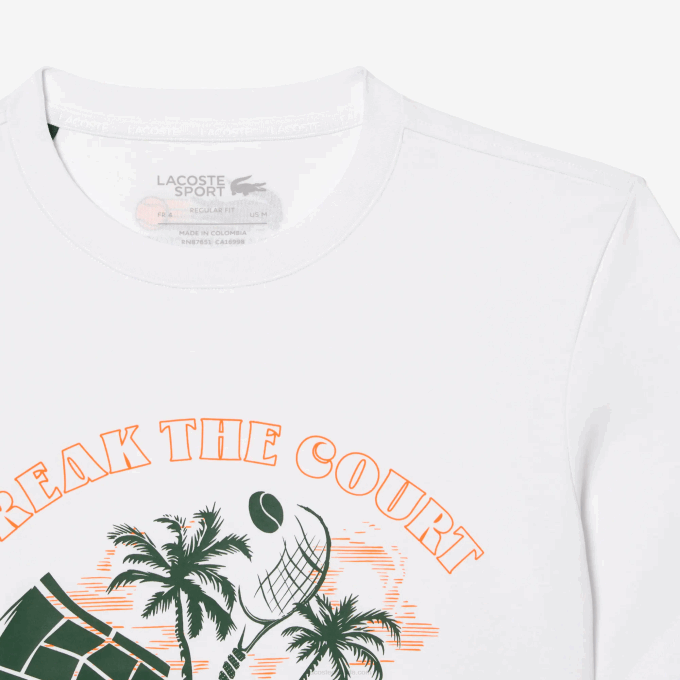 Men Lacoste V0ZN213 White 001 Sport Miami Open Edition T-shirt - Image 2