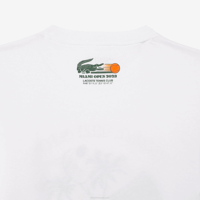 Men Lacoste V0ZN213 White 001 Sport Miami Open Edition T-shirt - Image 3