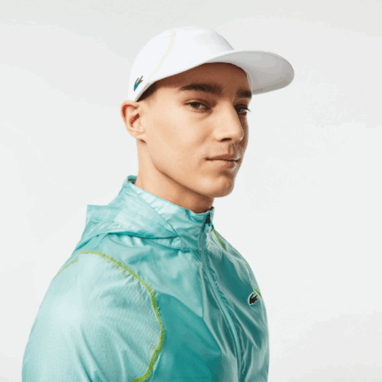 Men Lacoste V0ZN2142 White Yellow DVJ Tennis Mesh Panel Cap