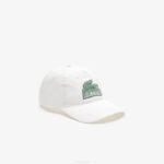 Men Lacoste V0ZN2146 White 70V Crocodile Patch Branded Cap