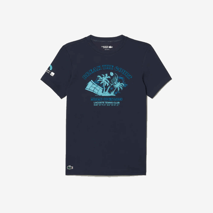 Men Lacoste V0ZN214 Blue KXE Sport Miami Open Edition T-shirt - Image 1