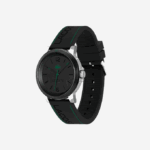 Men Lacoste V0ZN2156 Black 000 Court 3 Hands Black Silicone Watch - Image 2