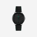 Men Lacoste V0ZN2156 Black 000 Court 3 Hands Black Silicone Watch