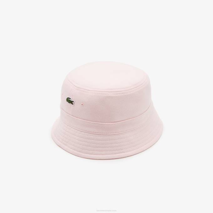 Men Lacoste V0ZN2158 Light Pink T03 Organic Cotton Bucket Hat - Image 1