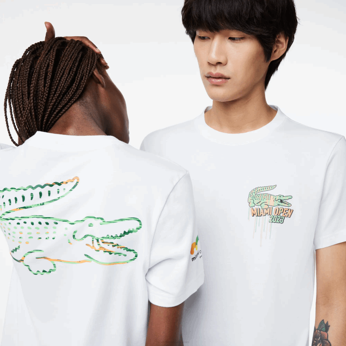 Men Lacoste V0ZN215 White 001 Sport Miami Open Edition T-shirt - Image 2