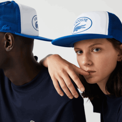 Men Lacoste V0ZN2163 Blue White LUX Mesh And Neoprene Cap