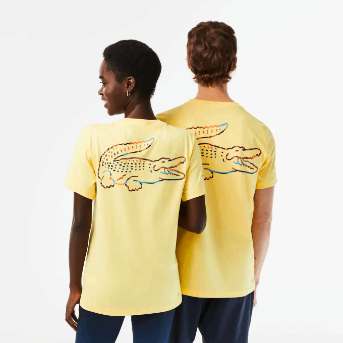 Men Lacoste V0ZN216 Yellow 107 Sport Miami Open Edition T-shirt - Image 3