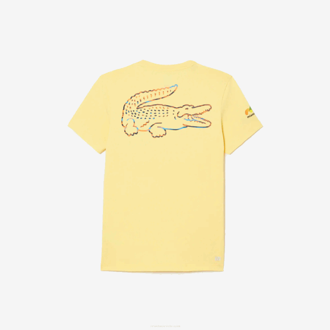 Men Lacoste V0ZN216 Yellow 107 Sport Miami Open Edition T-shirt - Image 5