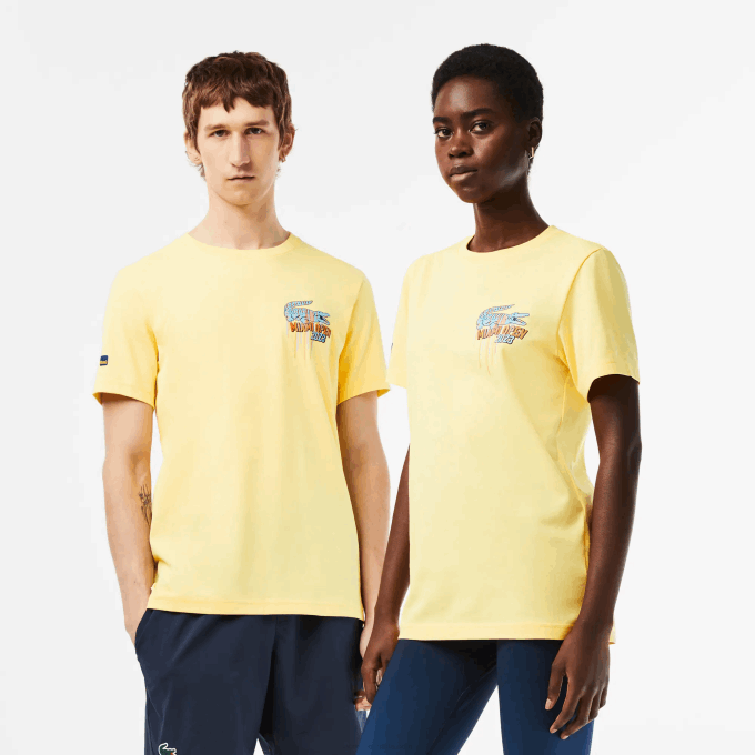 Men Lacoste V0ZN216 Yellow 107 Sport Miami Open Edition T-shirt - Image 1