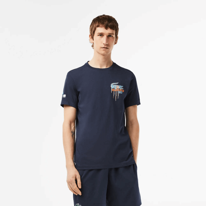 Men Lacoste V0ZN217 Blue KXE Sport Miami Open Edition T-shirt - Image 1
